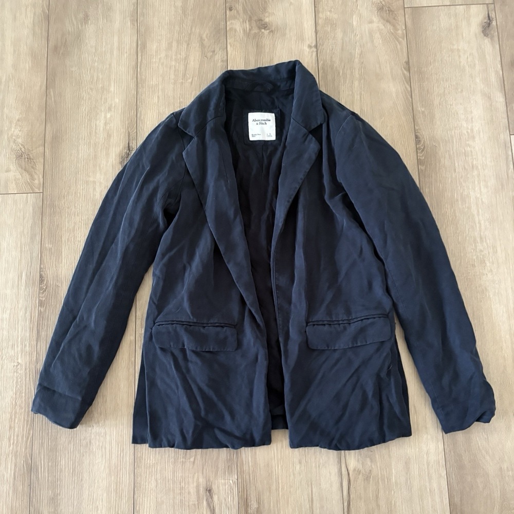 Abercrombie & Fitch Black Stretch Open Front Blazer Jacket Womens Small Lyocell